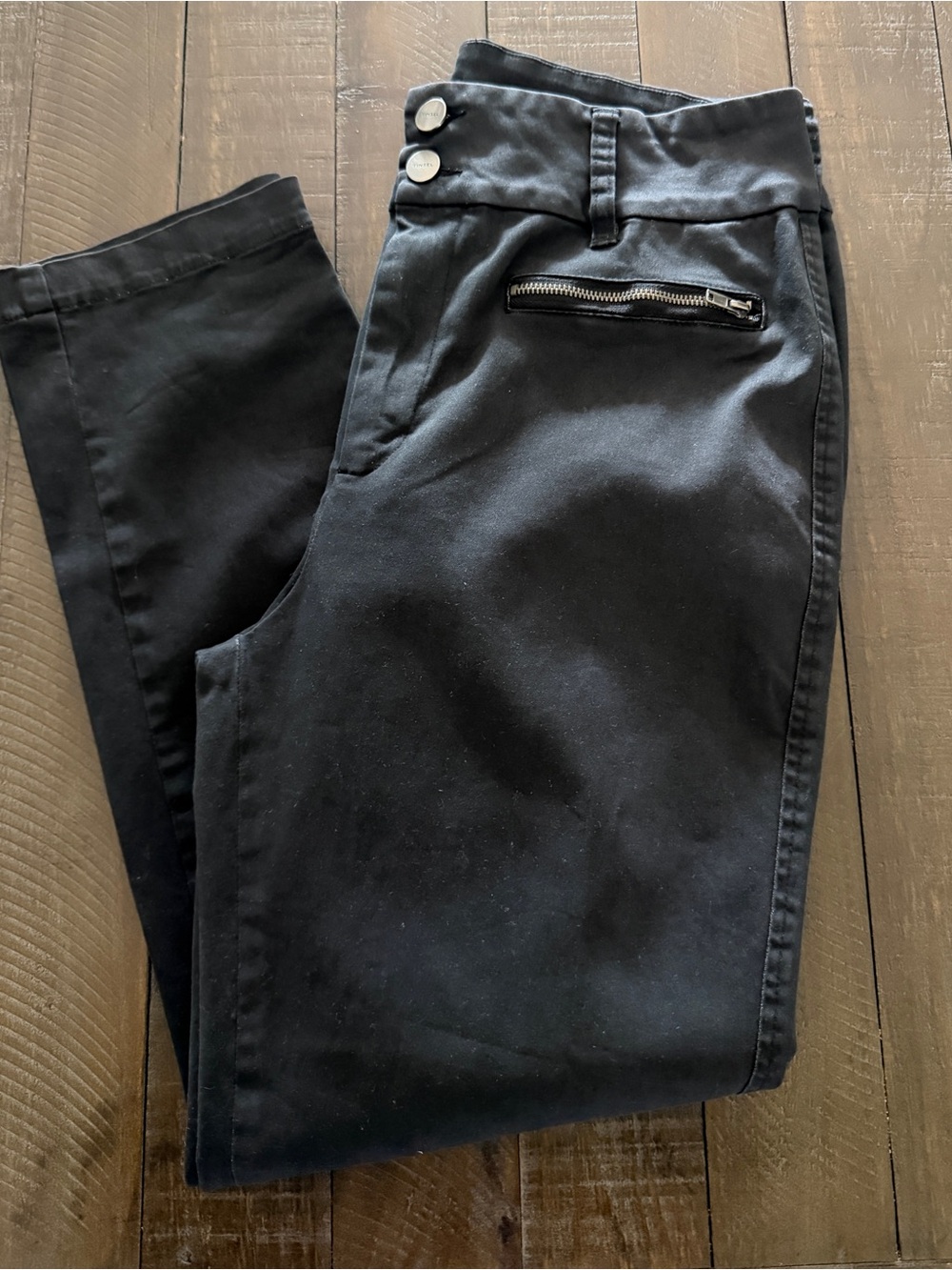 Tinsel Black Stretch Chino Pants with Zip Pocket Detail